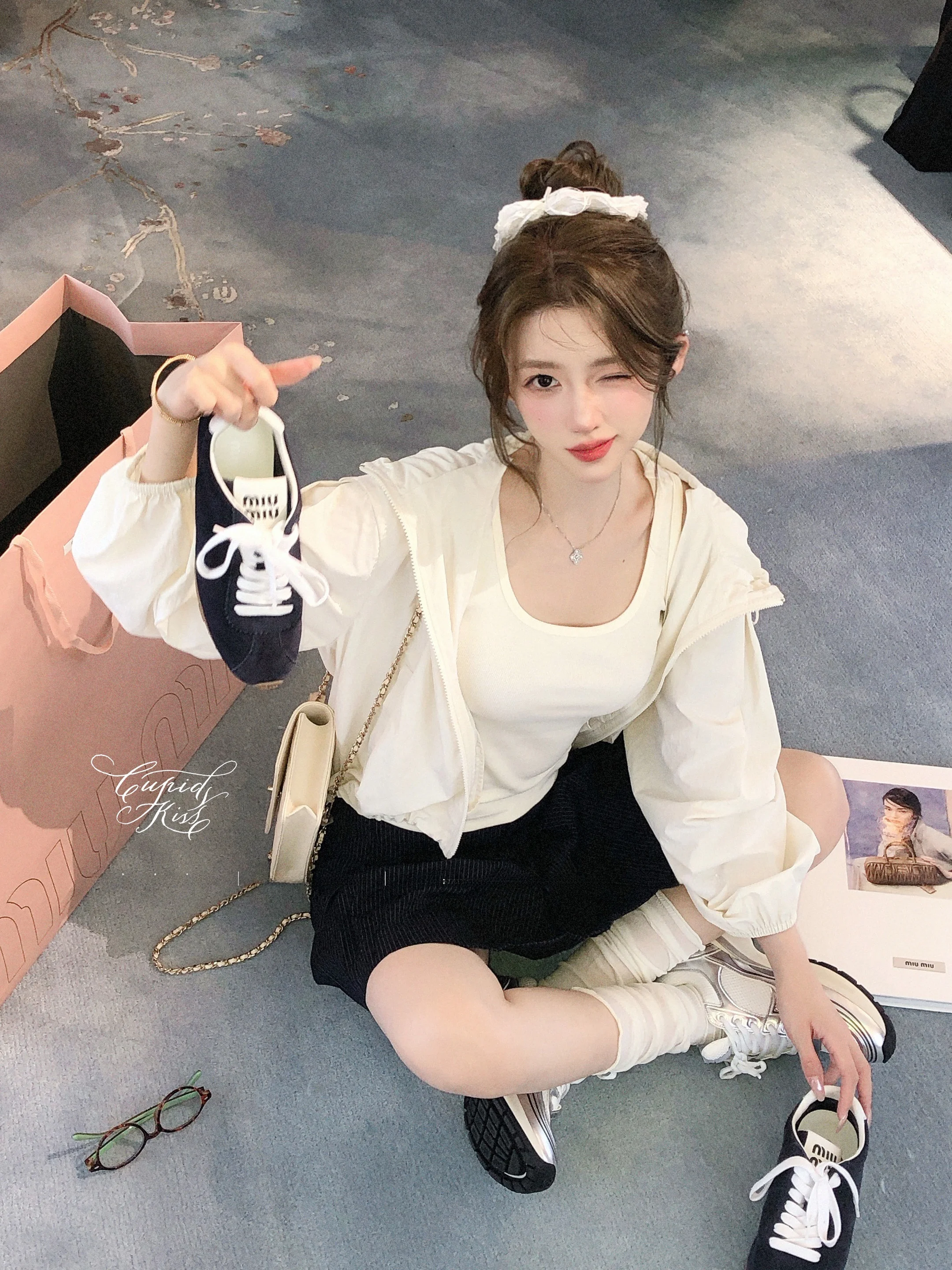 편안한 캐주얼 얇은 후드 재킷 조끼 여성용 요거트 CSK 큐피드 여름 아우터웨어 루즈핏 긴팔 지퍼 클로저