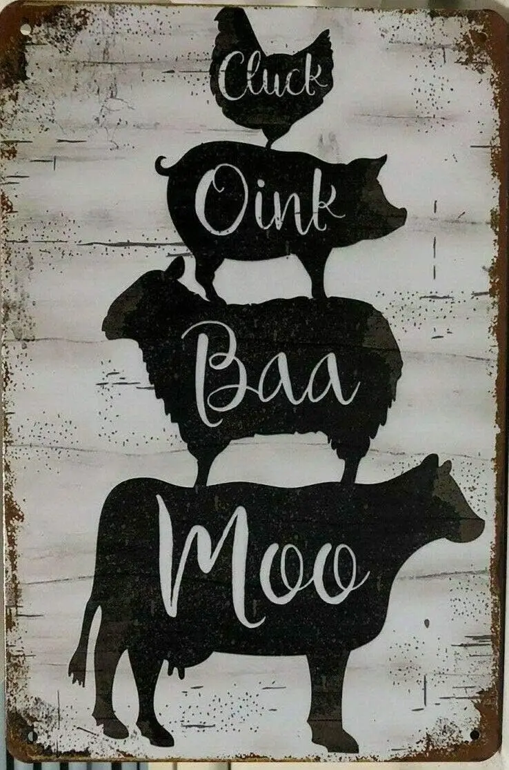 Retro Vintage Farm Animal Metal Tin Sign Home Bar Cafe Retaurant Wall Decor Signs 12x8inch