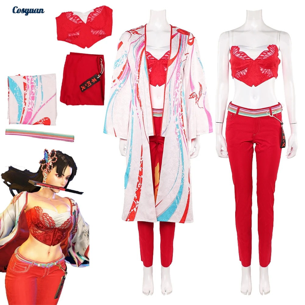 

Fighter Game SF 6 Cosplay Mai Shiranui Top Pants Cloth Women Halloween Carnival Party Disguise Halloween Carnival Outfits Suits