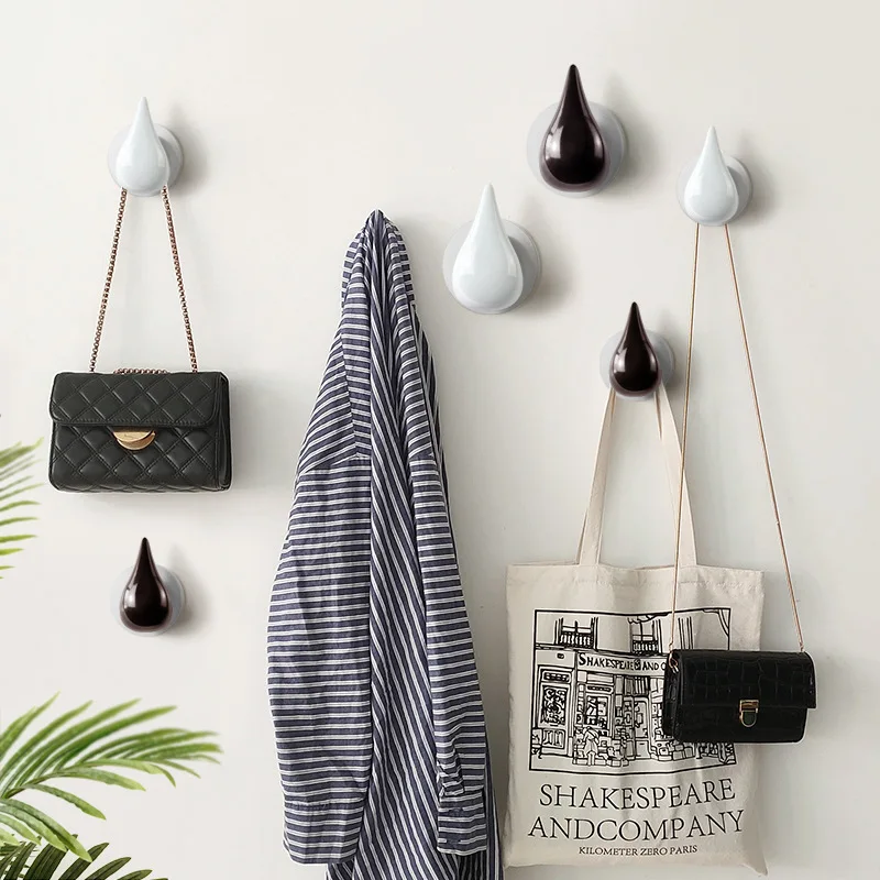 2pc Non-drilling, Strong Load-bearing Hook, Wall-mounted Door, Back Wardrobe, Kitchen Storage, Single Hook, Water Drop Adhesive