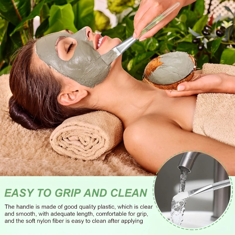 2/4/6/12 個フェイシャルマスクブラシソフトヘッドフェイシャルアプリケーターブラシ透明なプラスチックハンドル付きスパ & サロン使用スキンケアツール