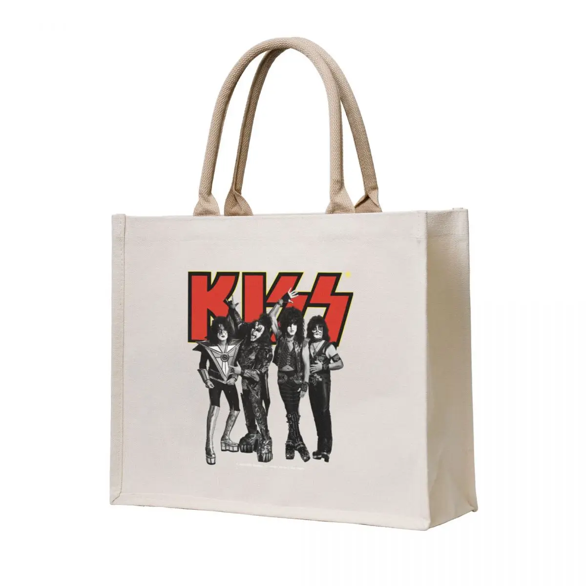 

Kiss - Group Band Logo - Full Yellow and Red Tote Bag free delivery bags reusable shopping bags Fabric bag Women's bags