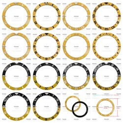 38MM Amber Yellow Black ceramics bezel Insert Fit for Skx007 rlx SKX005 Men's Mechanical Watch