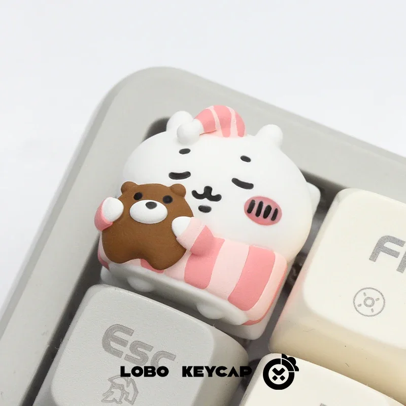Cute Anime Chikawa Keycap Hachiware Usagis Personalized Resin Kawaii Cartoon Art  MX Switch Keycaps Creative Keyboard Caps