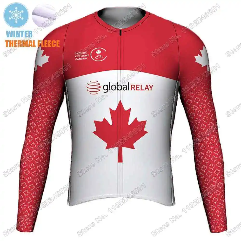 2023 Canada Team Cycling Jersey Long Sleeve World Champion Cycling Clothing Men Road Bike Shirts Red Bicycle Jacket MTB Tops