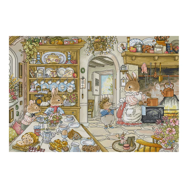 

Набор для вышивки крестиком Joy Sunday, кухонный набор с белым принтом кролика, наборы для вышивки, декоративные наборы, 11CT, 14CT