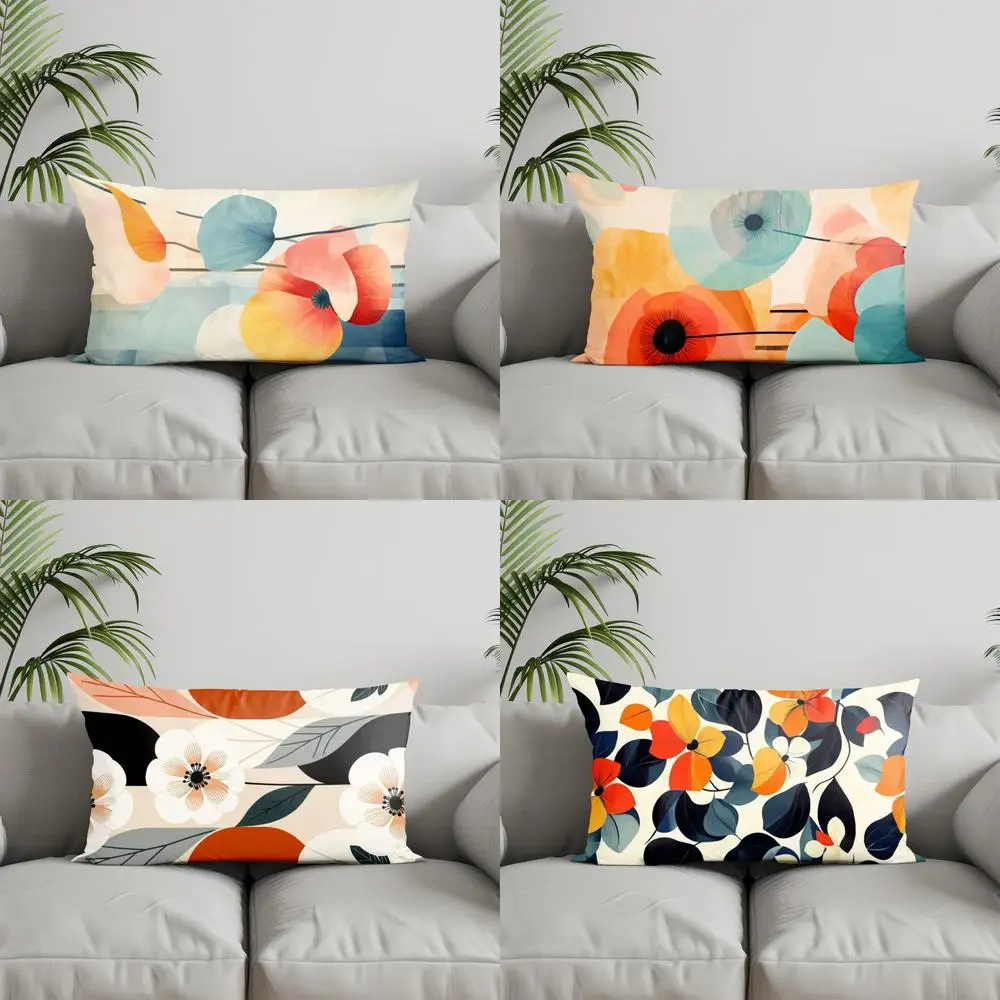 Home Decor Colorful Floral Pattern Pillow Covers Suitable For Sofa Bedroom Car Pillow Cover Cushion Rectangular Back Cushion