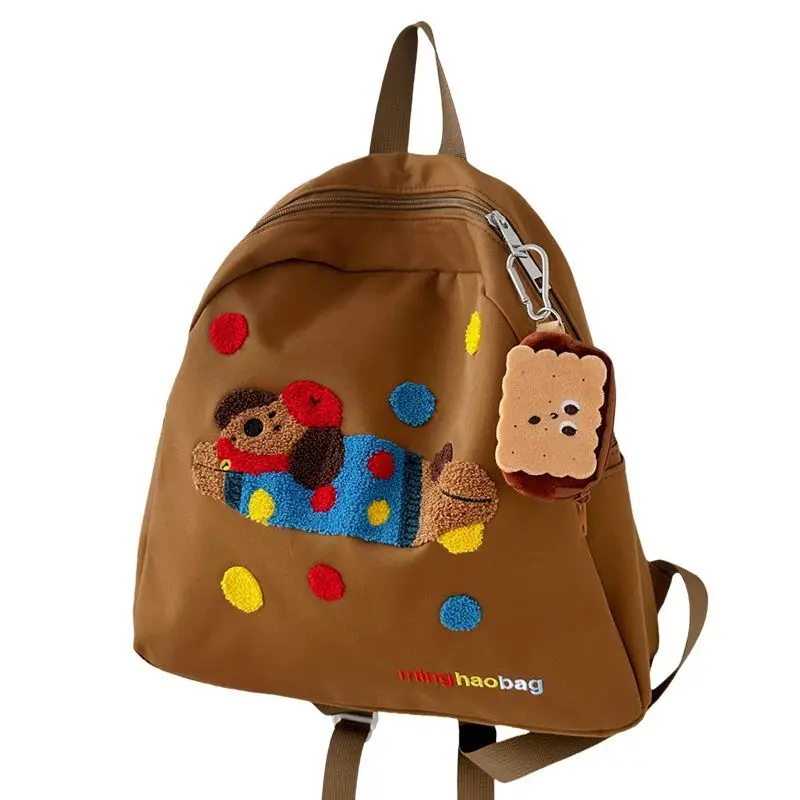 Cute Plush Puppy Backpack Kawaii Spots Nylon Waterproof Kawaii Travel Storage Bag Student Schoolbag Purse Cute Woman Bag