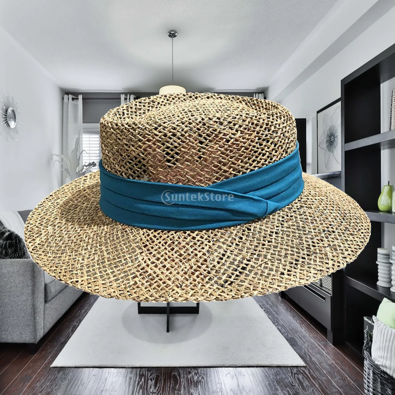 Fashionable Summer Sun Hat for Women Papyrus Beach Visor Breathable Travel Cap Wide Brim Ladies