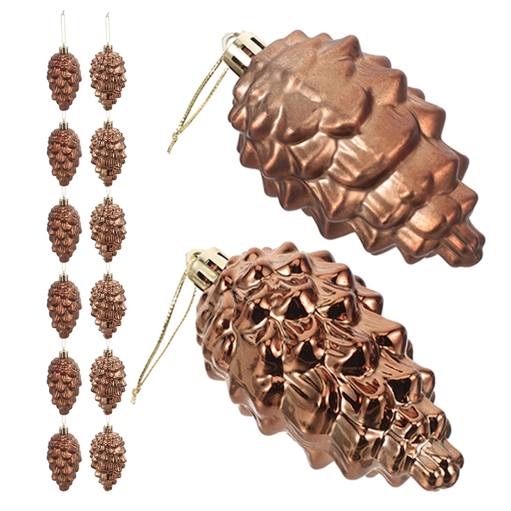

16Pcs Christmas Ball Ornaments Shiny Matte Plastic Pine Cones Holiday Tree Decorations Lightweight Reusable Festive