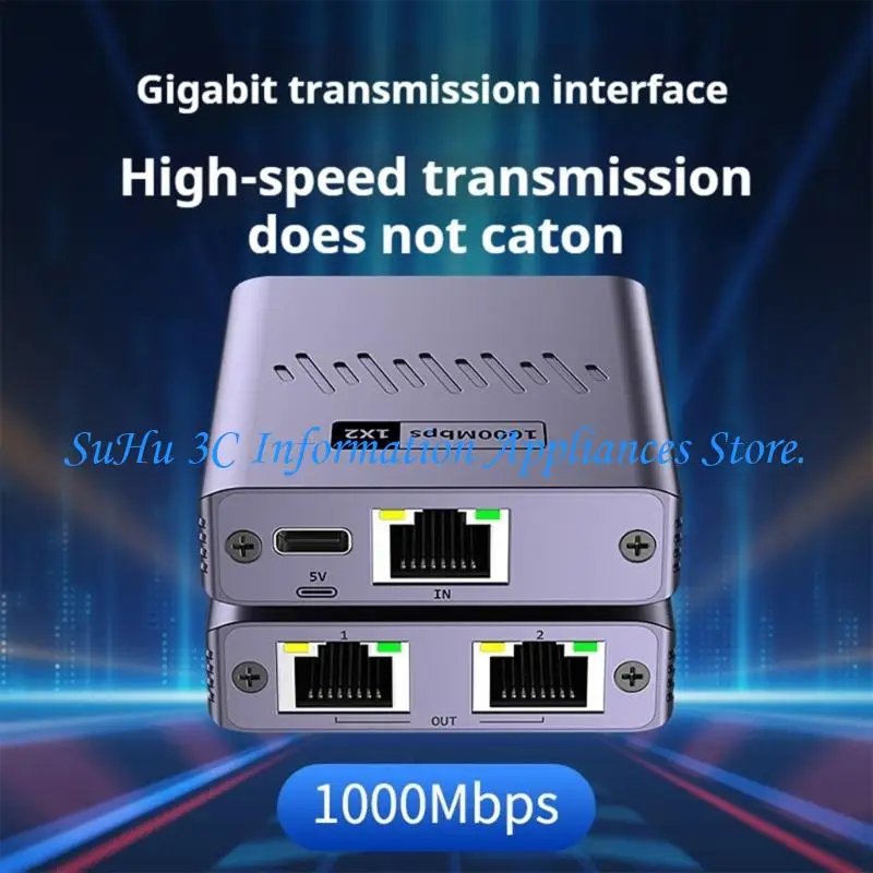 

Double Port Gigabit Ethernet Switches Plugs and Play for Stable Internet Connection
