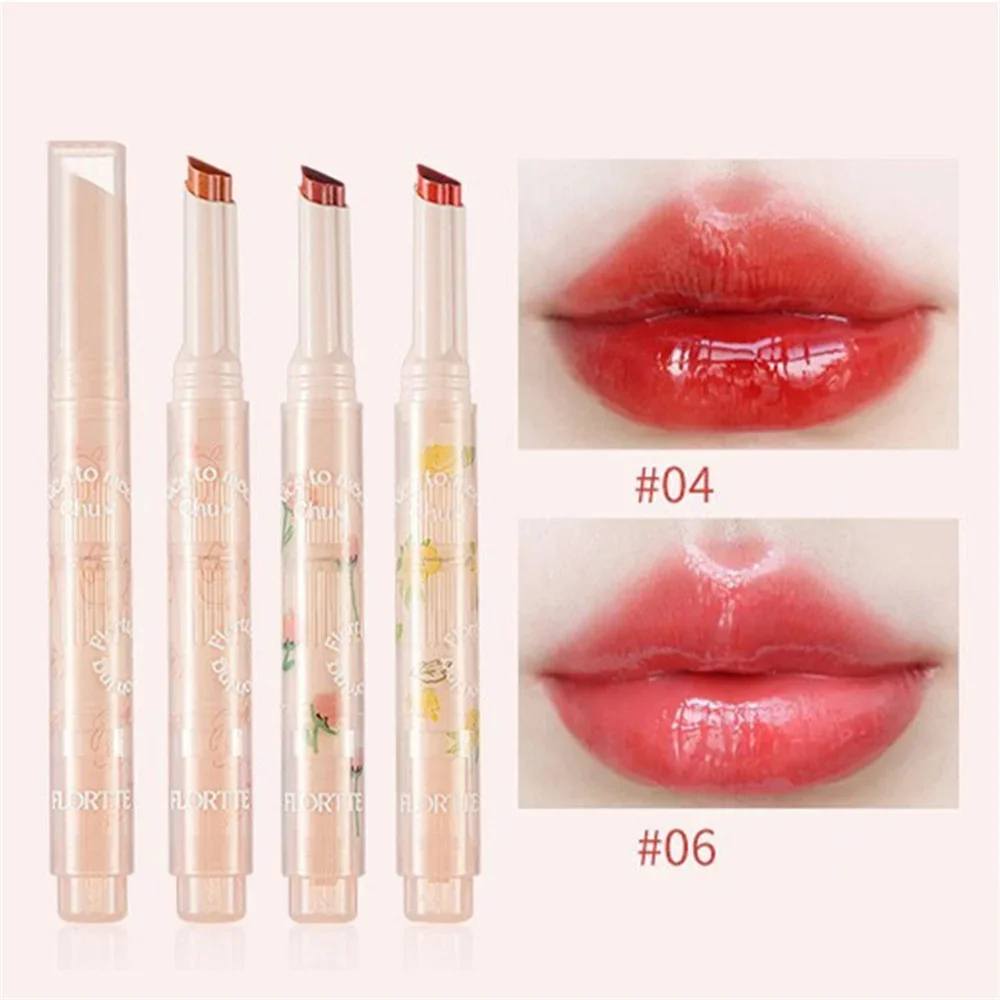 Mirror Lip Glaze Love Shape Lipstick Floral Series Lipstick Moisturizing Lasting Waterproof Lip Gloss Female Beauty Cosmetics