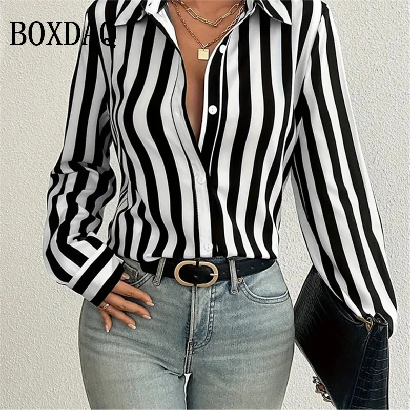 New Fashion Casual Long-Sleeve Shirts Ladies Loose Polka Dot Print Tops Women Spring Blouses Lapel Button Office Cardigan Shirt