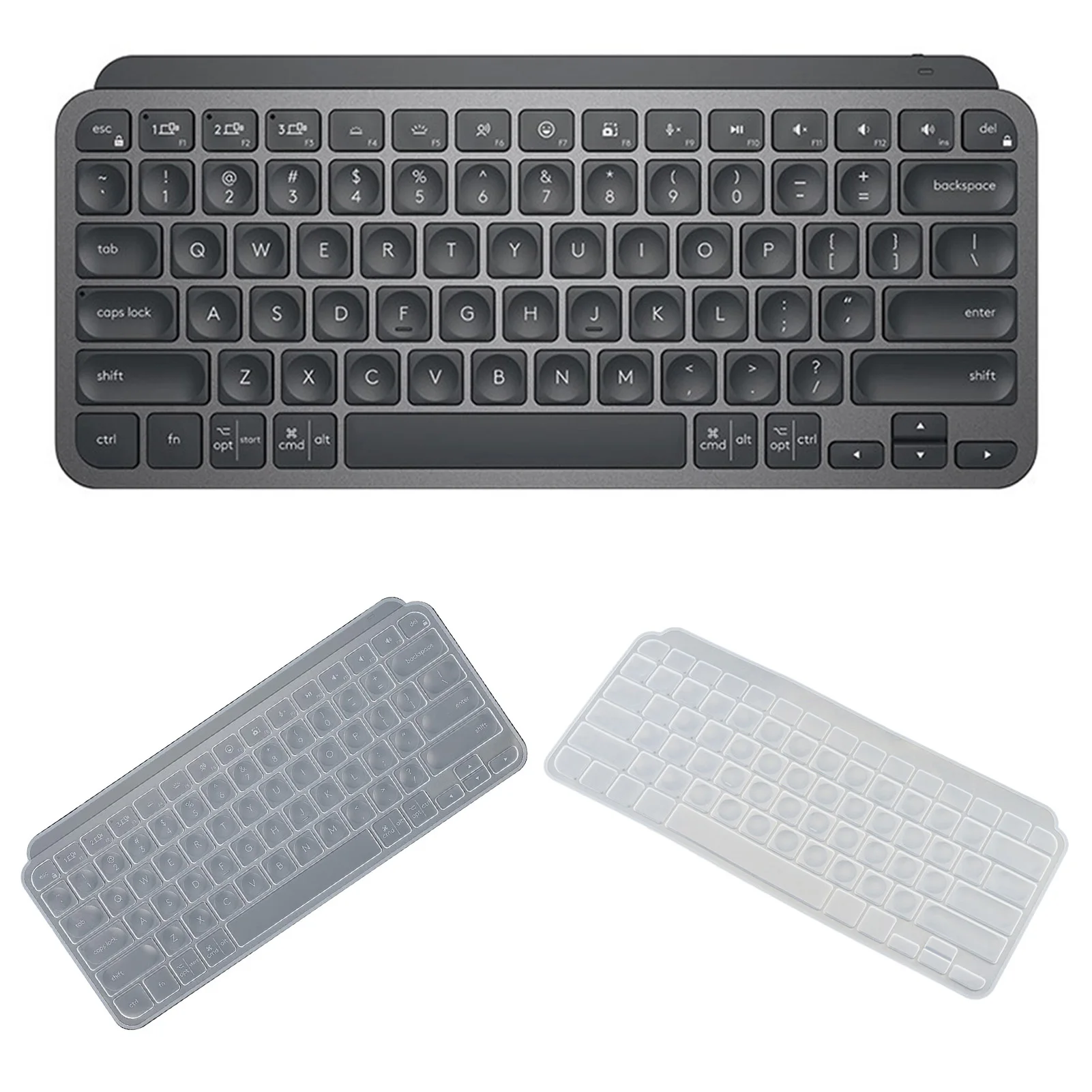 Capa de teclado para logi tech mx chaves mini conjunto sem fio transparente transparente transparente preto silicone tpu filme caso fino inglês rússia