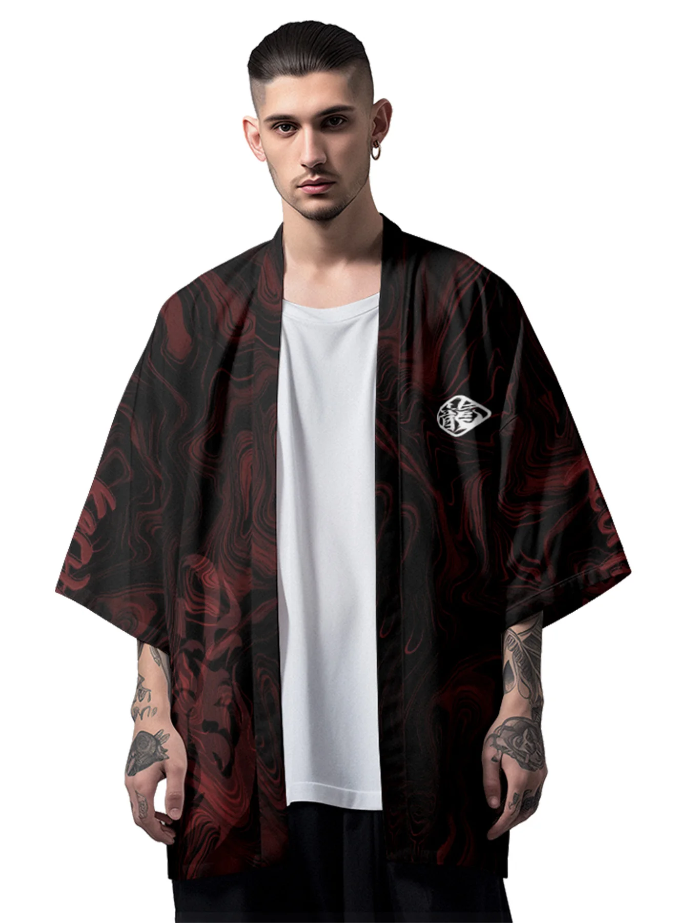 Chinese Traditional Dragon Print Coat Kimono Dao Robe Five-quarter Sleeve Shirt Loose Casual Sleeved Shirt for Summer