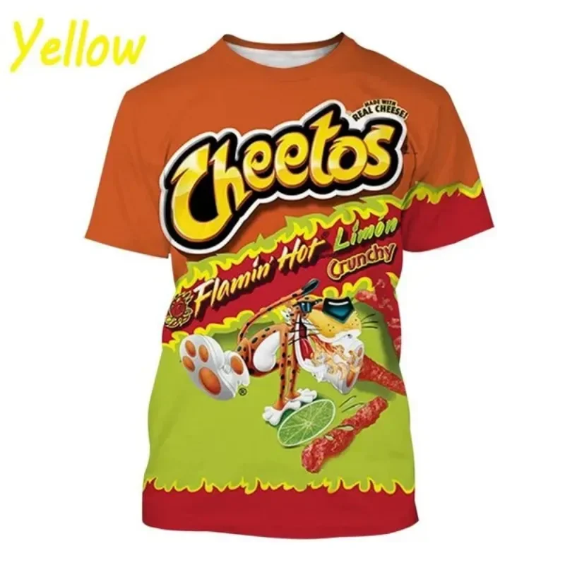 Cheetos 3d Printed T-shirt Funny Fashion Casual Cheetos Potato Chips Personality Food T-shirt Cosplay Men\'s Clothing Quality