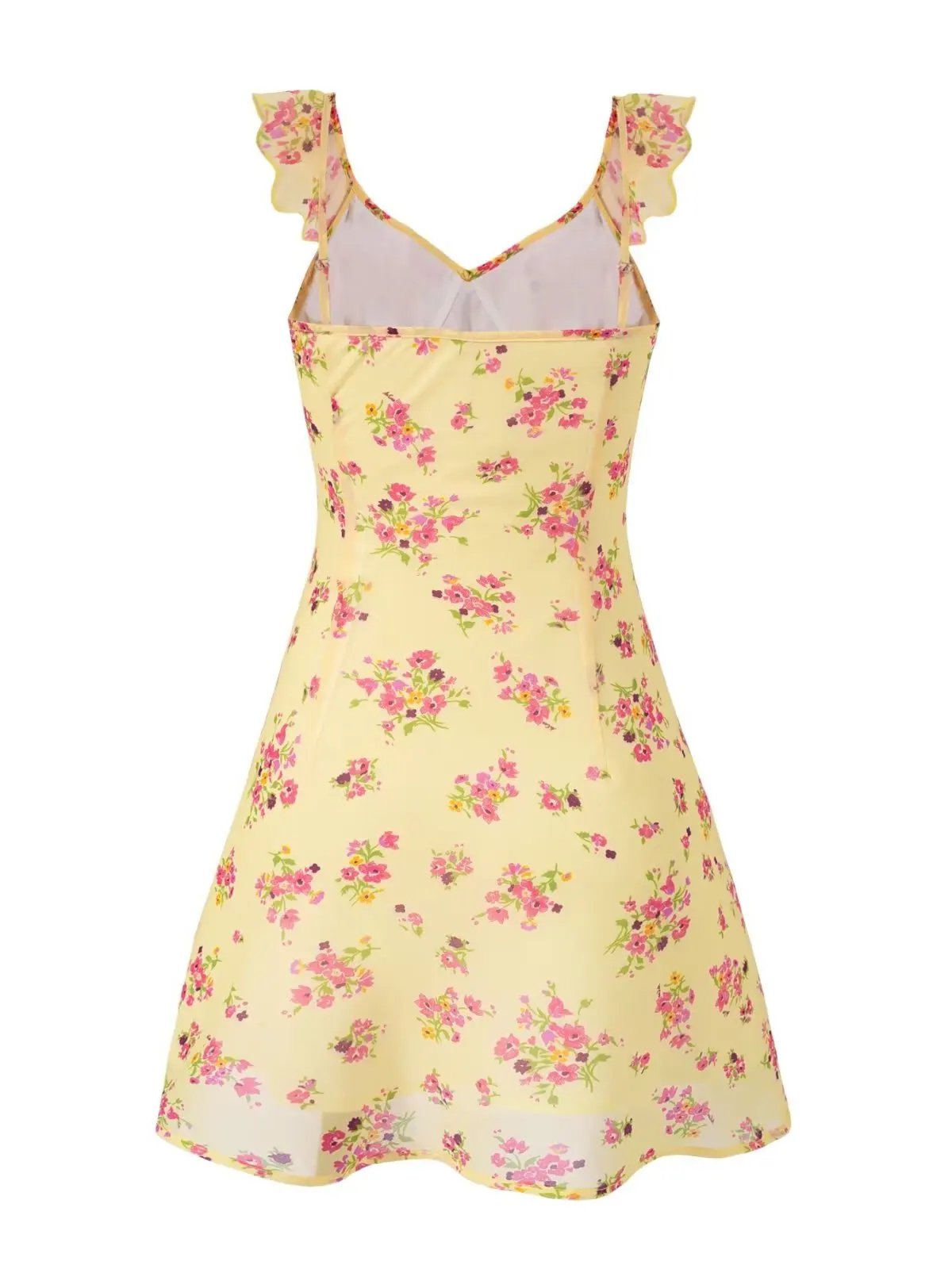 California Sun Double Gauze V-ne Yellow Floral Print Holiday Fi Tail Dr Bal Romantischer Riemen Dr. Sommer Damen D...