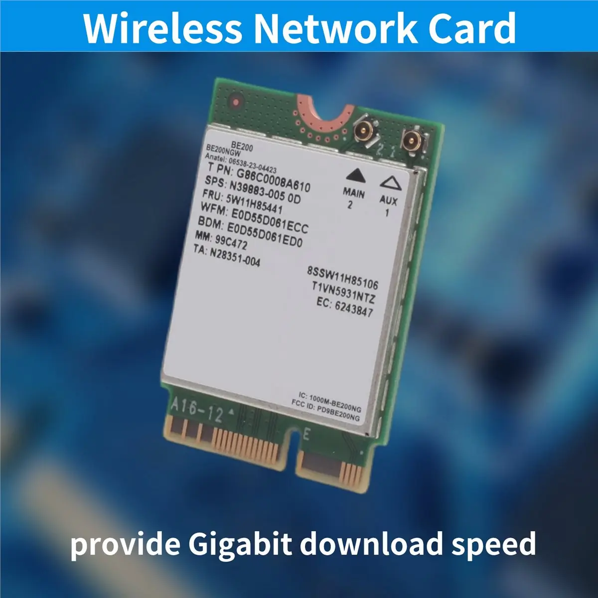 

Беспроводная сетевая карта AS62 WiFi 7 для Intel BE200, Wi-Fi адаптер BT5.4 BE200NGW 2.4/5/6 ГГц 5.8 Гбит/с M.2 для ПК и ноутбуков