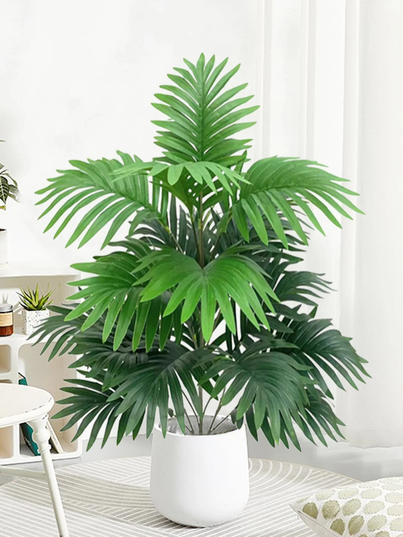 70-80cm Large Artificial Palm Tree Tropical Green Leaves Fake Plants Plastic Monstera Faux Tree Branch for Home Kitchen Decor image 3