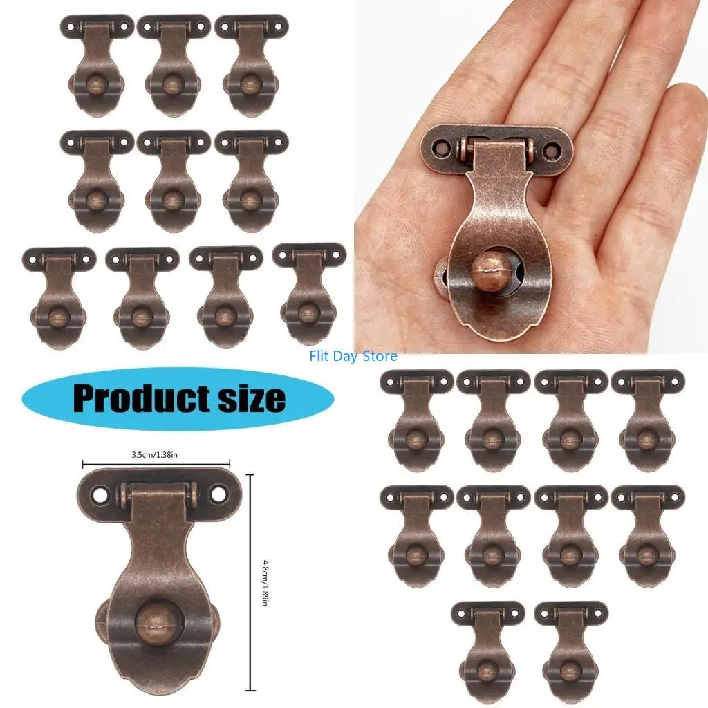 

F92C 10Pcs Furniture Buckle Clasp Lock Vintage Decorative Latches Hasp Zincs Alloy Hasp Clasp Latches Decorative Lock Buckle