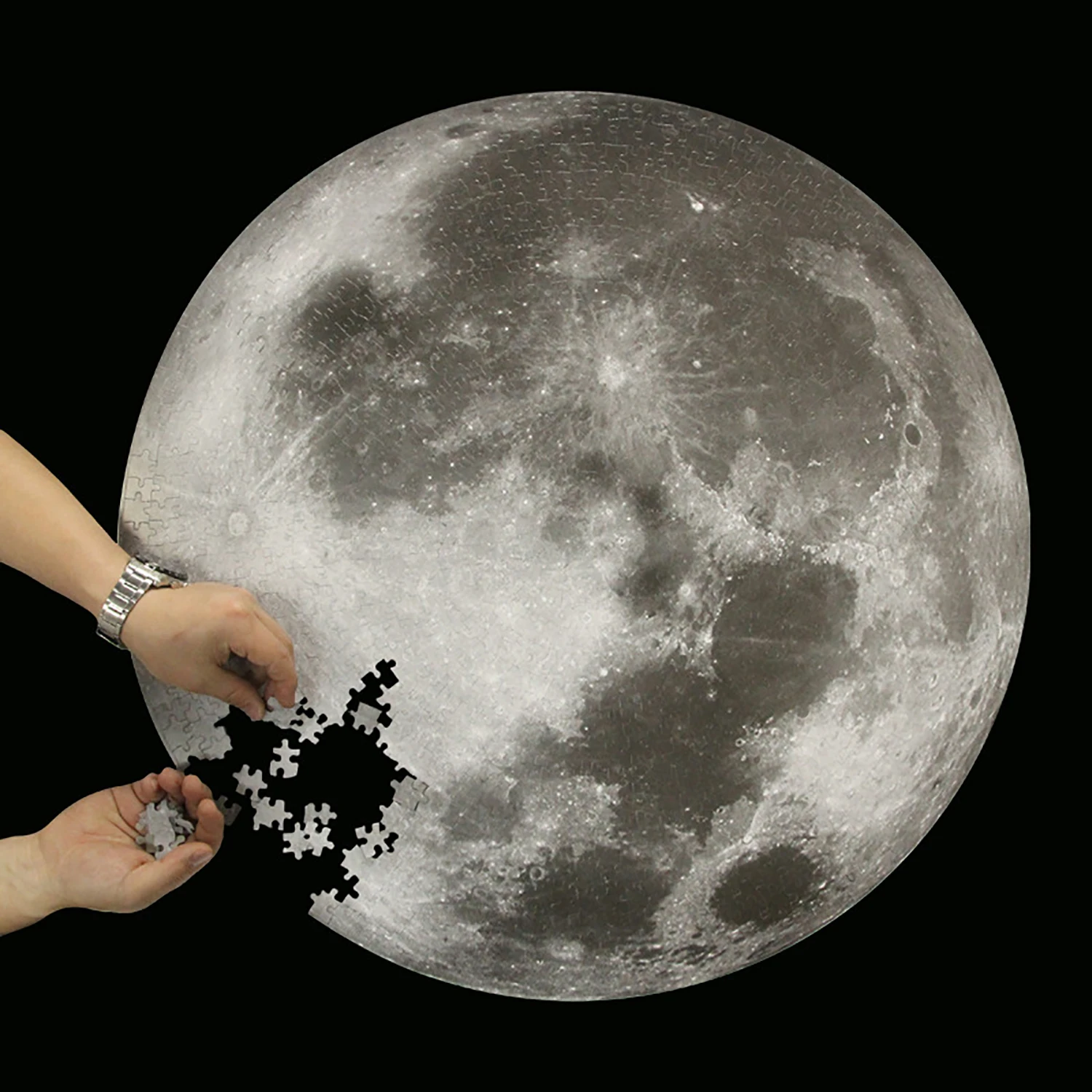 1000 adult puzzle pieces of the Earth and Moon, starry sky, space traveler plane DIY, high difficulty