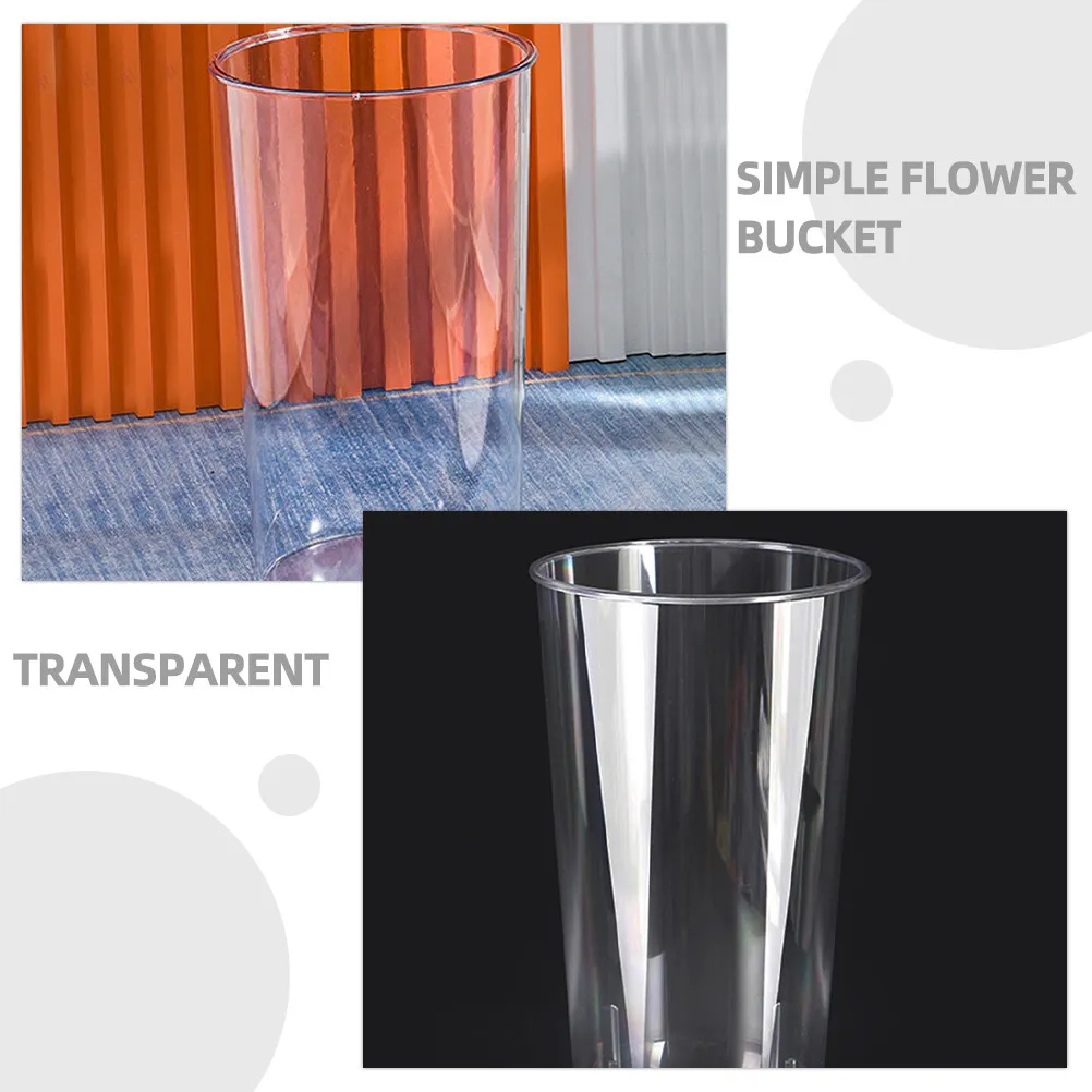 Transparent Flower Bucket Pc Material Anti-Fall Flower Vase for Decorative Plant Arrangement and Root Growth Observation Clear