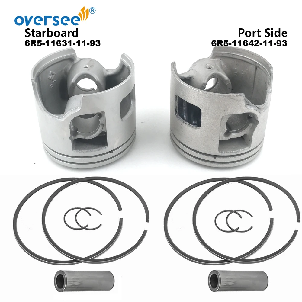 

Oversee 6R5-11631-11-93 + 6R5-11642-11-93 Piston Kit STD For Yamaha 2-Stroke 115HP 130HP Outboard Engine (90mm)