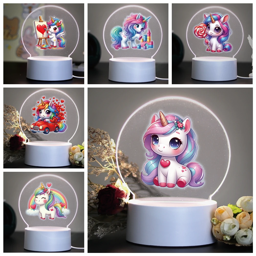 

Unicorn Creative Table Bedside Lamp Usb Atmosphere Desk Lamp 3D Led Optical Illusion Table Lamp