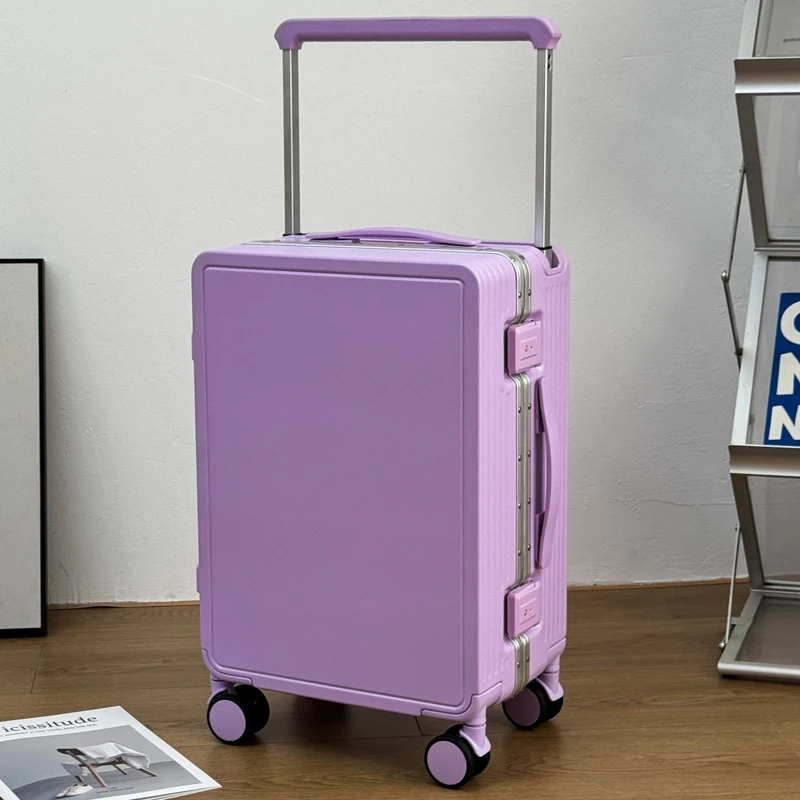 New Fashion Suitcase Large Capacity Wide Handle Luggage Trolley Case Trip Cabin Suitcases Aluminum Frame 20&24&26 inch