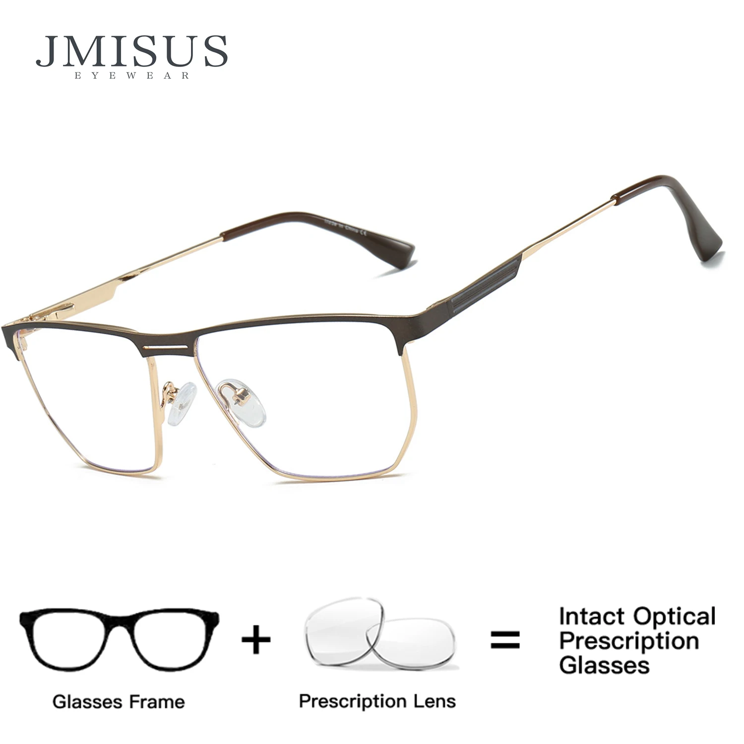 

JMISUS Fashion Half Frame Prescription Eyeglasses High-quality Metal Square Photochromic Optical Glasses for Man