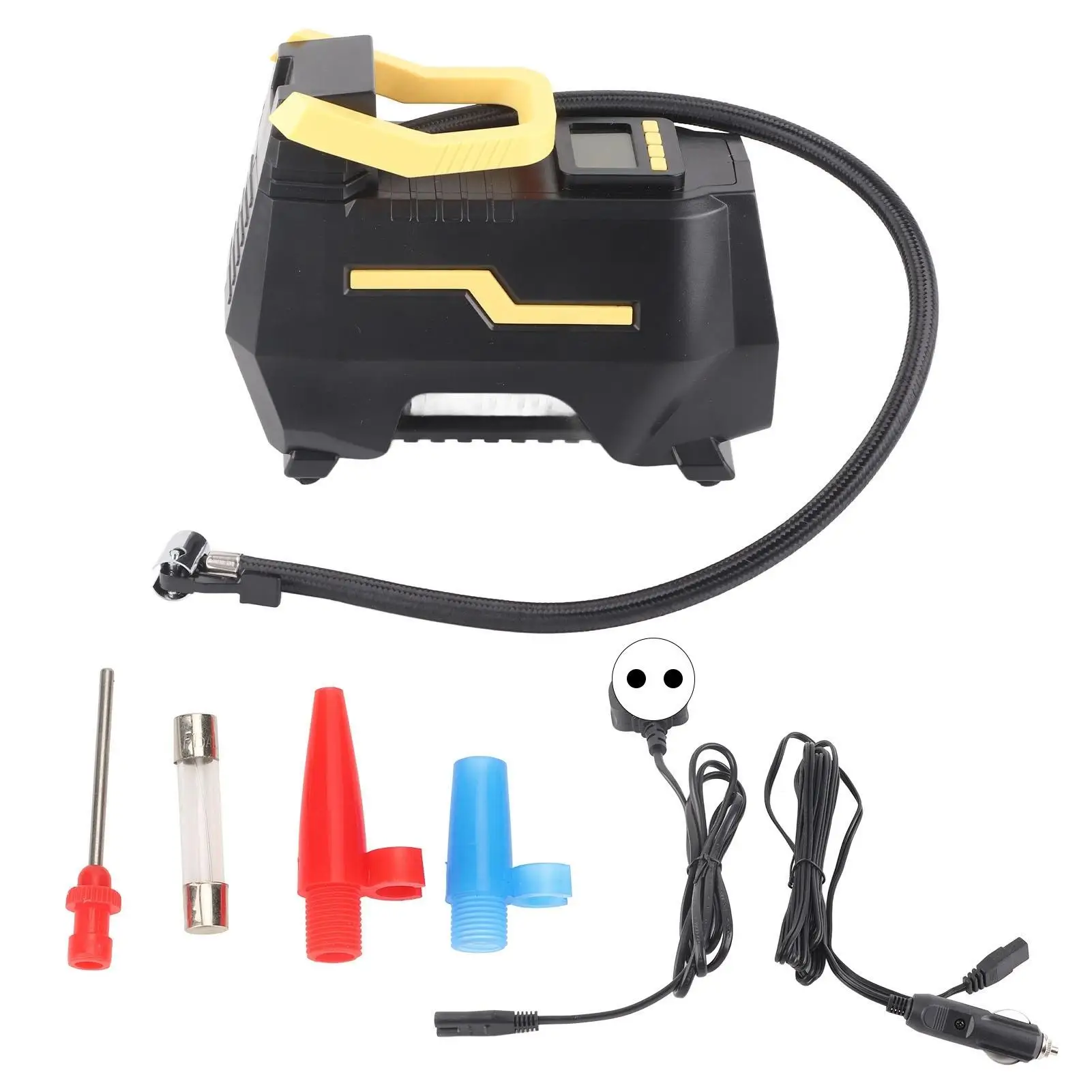 

12V Double Cylinder Car Tire Pump Air Compressor with Light - Portable Inflator for 110-240V Vehicles