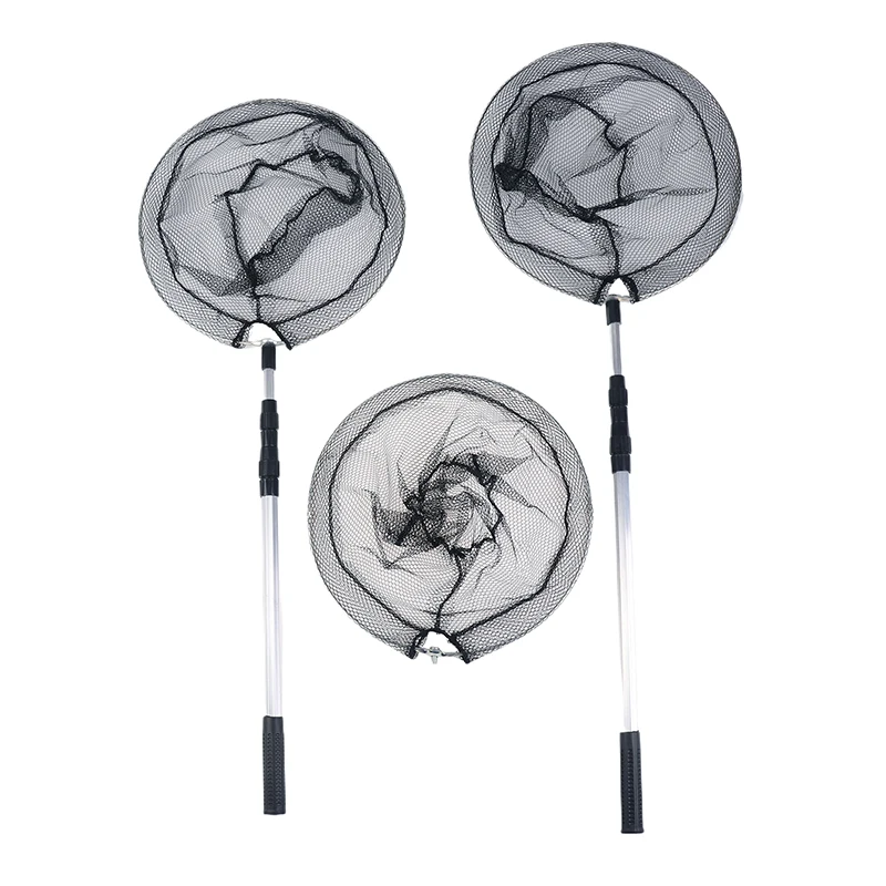 1.5M/1.7M Fishing Net Aluminum Alloy Telescopic Rubber Handle Fishing Net Foldable Sea Mesh Pole For Carp Fly Fishing