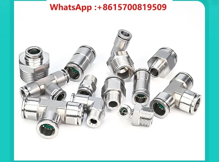 

304 stainless trachea quick connector straight through quick connection thread air pump air nozzle high pressure(10pcs)