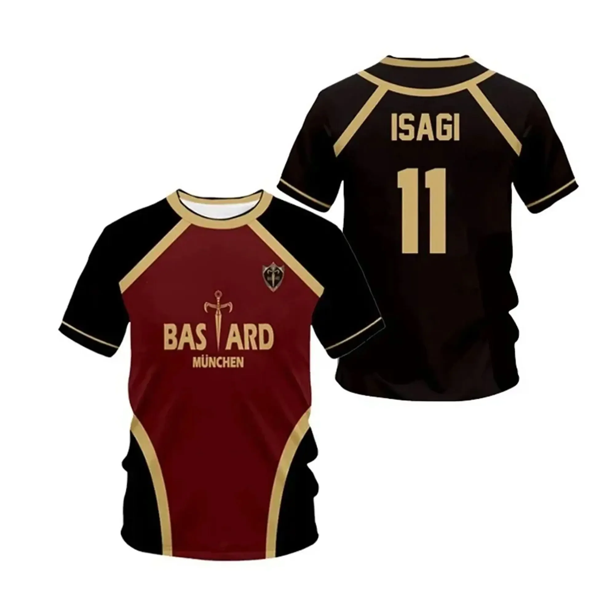 

Five-a-side Football Jersey Pattern Vl Replika Blue Lock Anime Jerk Munich Summer Men's and Women's 3Dt Shirt Casual Sports