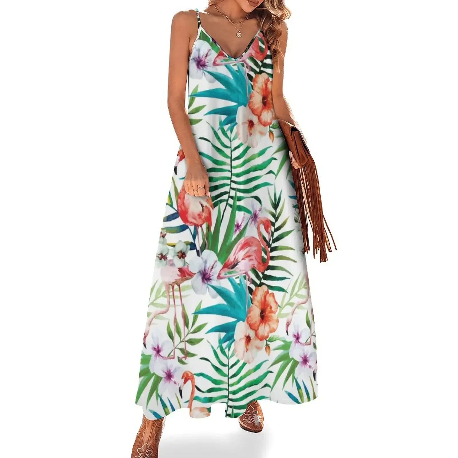 

Tropical Colorful Flamingo Pattern Sleeveless Dress dresses for woman 2024 Women long dress Dress