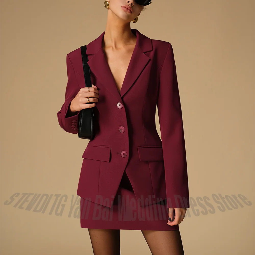 

Винтажный женский костюм из двух предметов (куртка + короткая юбка), однобортный рабочий комплект, элегантный офисный женский костюм, комплект блейзера