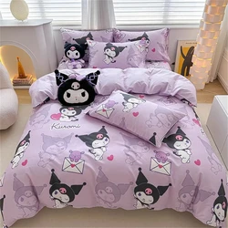 Kawaii minha melodia kuromi cinnamoroll capa de edredão fronha conjunto cama bonito beleza dos desenhos animados animação casa dormitório decoração do quarto