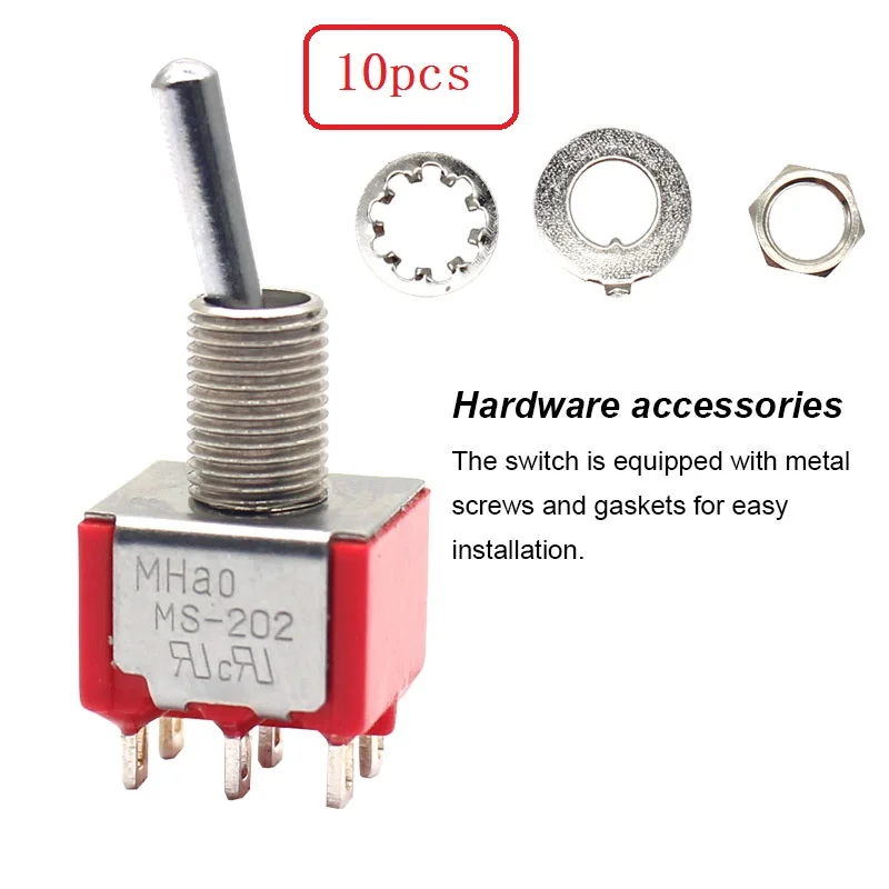 

10PCS Mini Momentary Toggle Switch SPDT 2 Position 6 Pins 0N ON Miniature Toggle Switch AC 5A/125V 2A/250V Car Boat