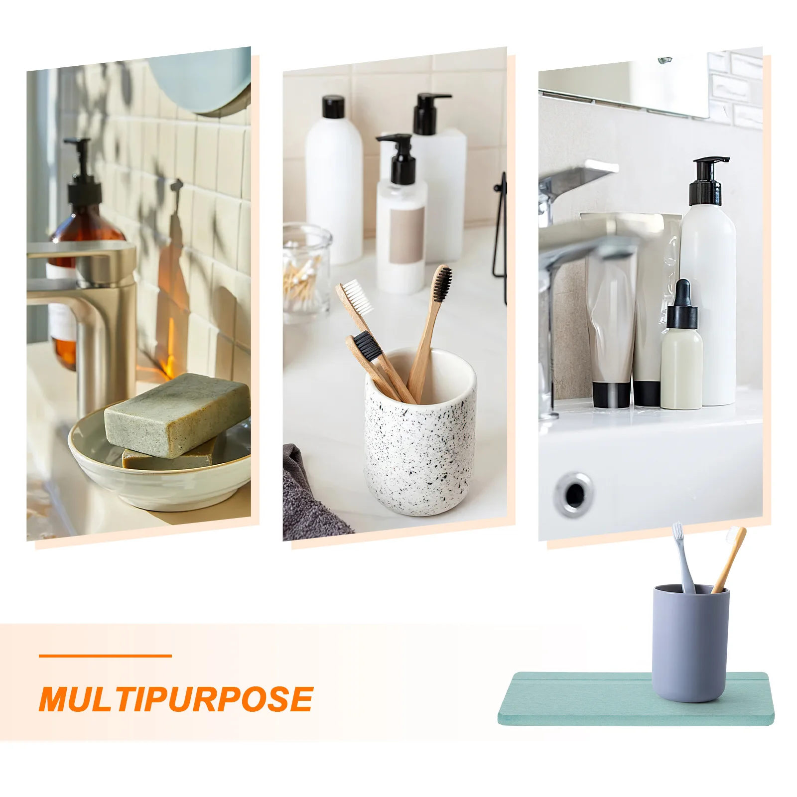 

Absorbent Diatomite Soap Tray Mat Multipurpose Non-Slip Bathroom Toothbrush Cup Holder Water Drying Dish Coaster
