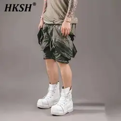 HKSH Multi Pocket Workwear Washing Worn-out Casual Knee Length Pants Punk Safari Style Shorts Summer Niche Design Cropped HK0813