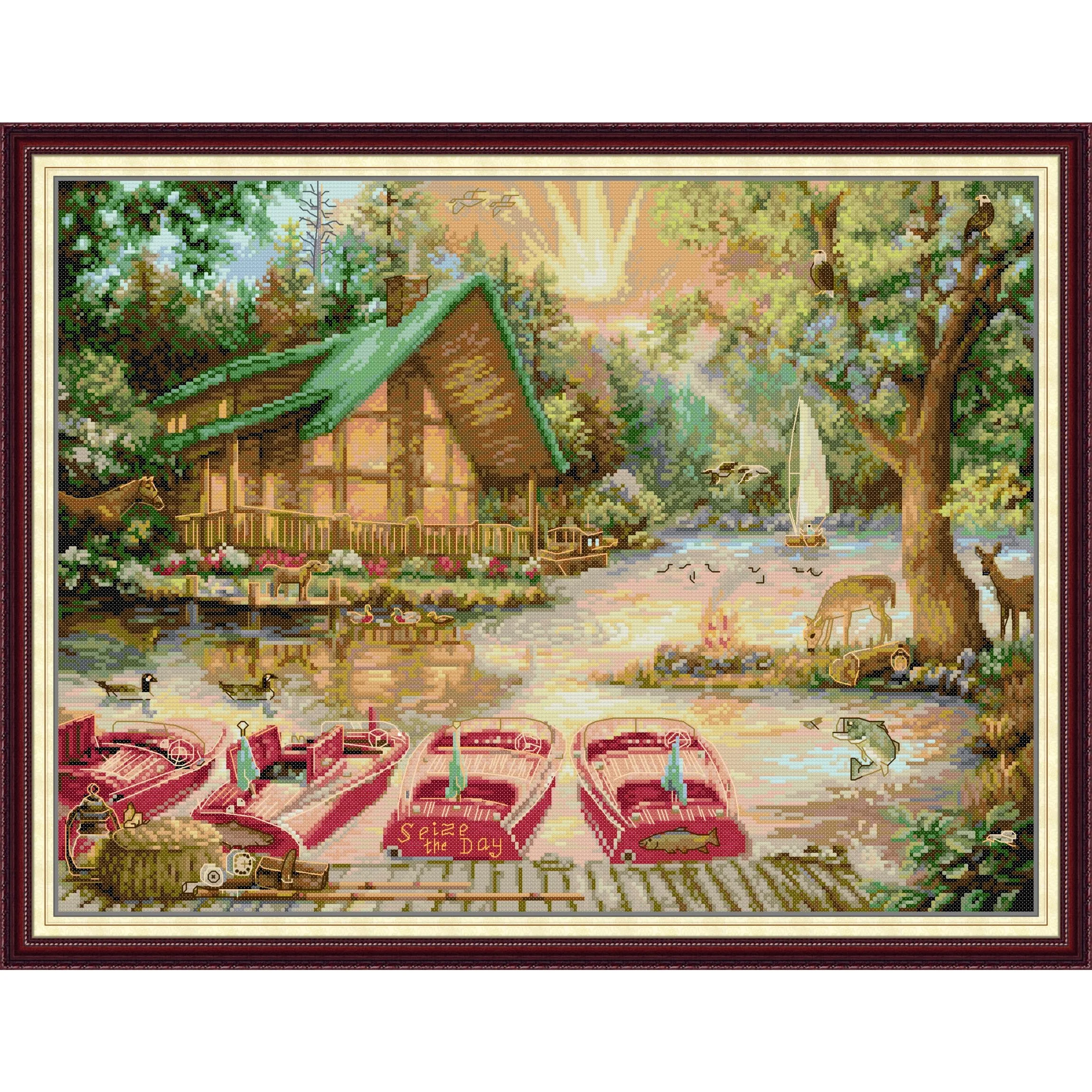 

Soulgift News Набор для вышивки крестом с предварительной печатью, штампованная ткань Аида с нитками DMC, набор для вышивания - Cherish the Present Moment