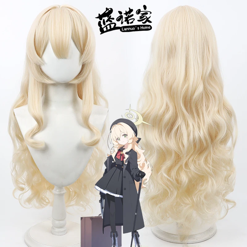 jeu-anime-bleu-archives-professeur-niyaniya-cosplay-perruque-90cm-longue-queue-de-cheval-noire-resistant-a-la-chaleur-cheveux-synthetiques-fete-d'halloween