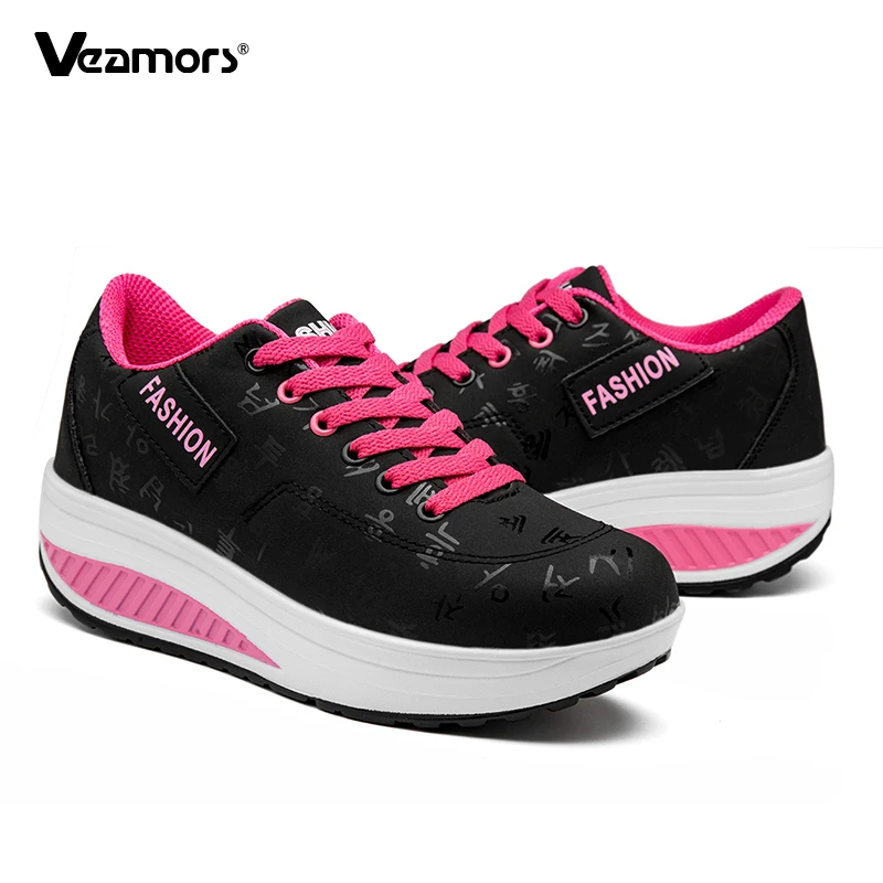 

Women PU Leather Walking Shoes Fashion Platform Shoes Breathable Wedge Heels Big Size 35-43 Dancing Rocker Shoes