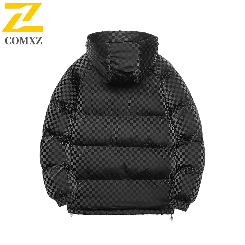 COMXZ الرجال الخبز سترة عالية الجودة مقنعين سميكة Preppy بلون السفر الثلجي وسادة مبطنة المشي لمسافات طويلة يندبروف الشتاء الحشو