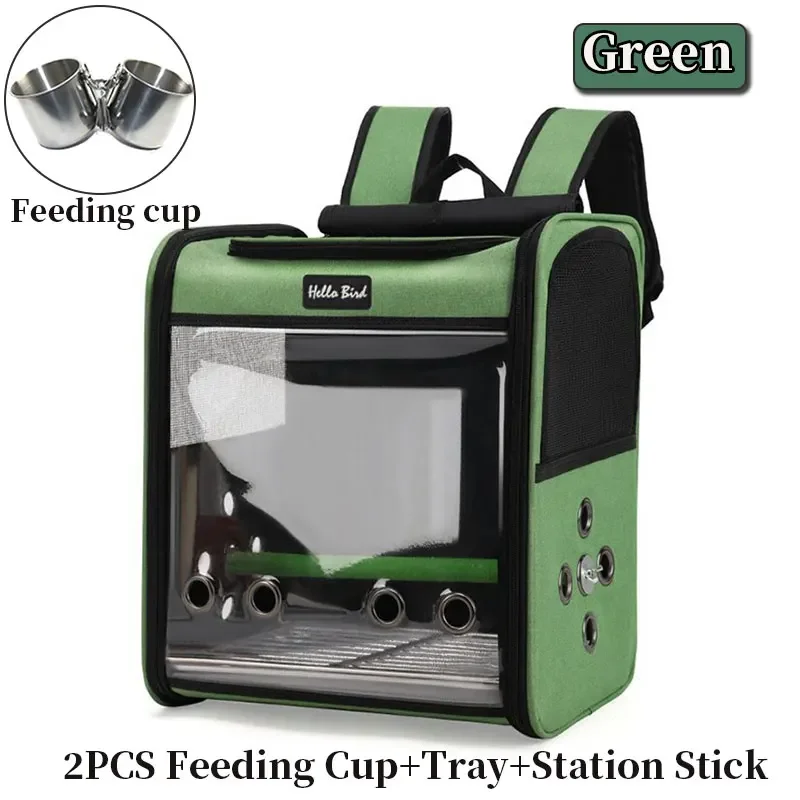 Parrot Backpack Bird Carry Cage Pet Bird Carriers Bag Travel Set Breathable Double-shoulder Backpack Outgoing Travel Cage