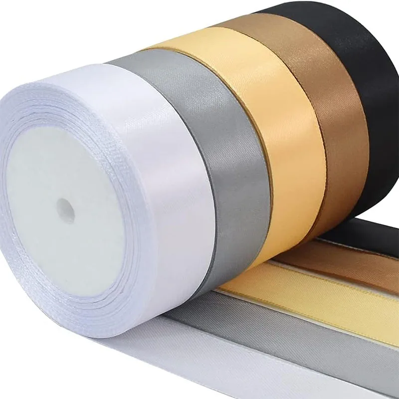 25Yards Satin Ribbon Rainbow Silk Ribbon Double Face Ribbons 30Colors for Craft Bow Gift Wrapping Embellish Wedding 6-25mm Wide