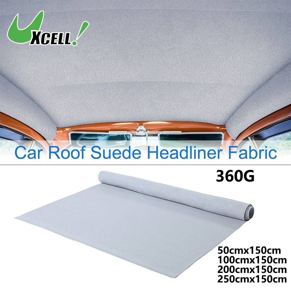 UXCELL 360G Headliner Fabric Interior Trim DIY Roof Repair Replacement for Car Truck RV Boat Suede Fabric Light Gray Blue