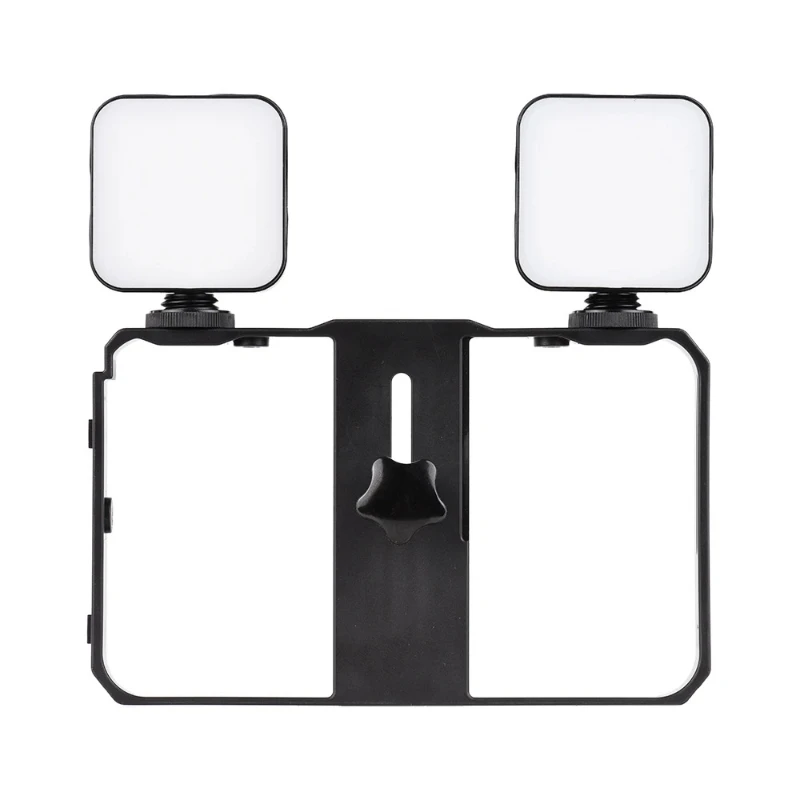

LED Video Light 5W Photography Fill-in Lamp 6500K Dimmable Handheld Smartphone Video Bracket Phone Stabilizer Cage