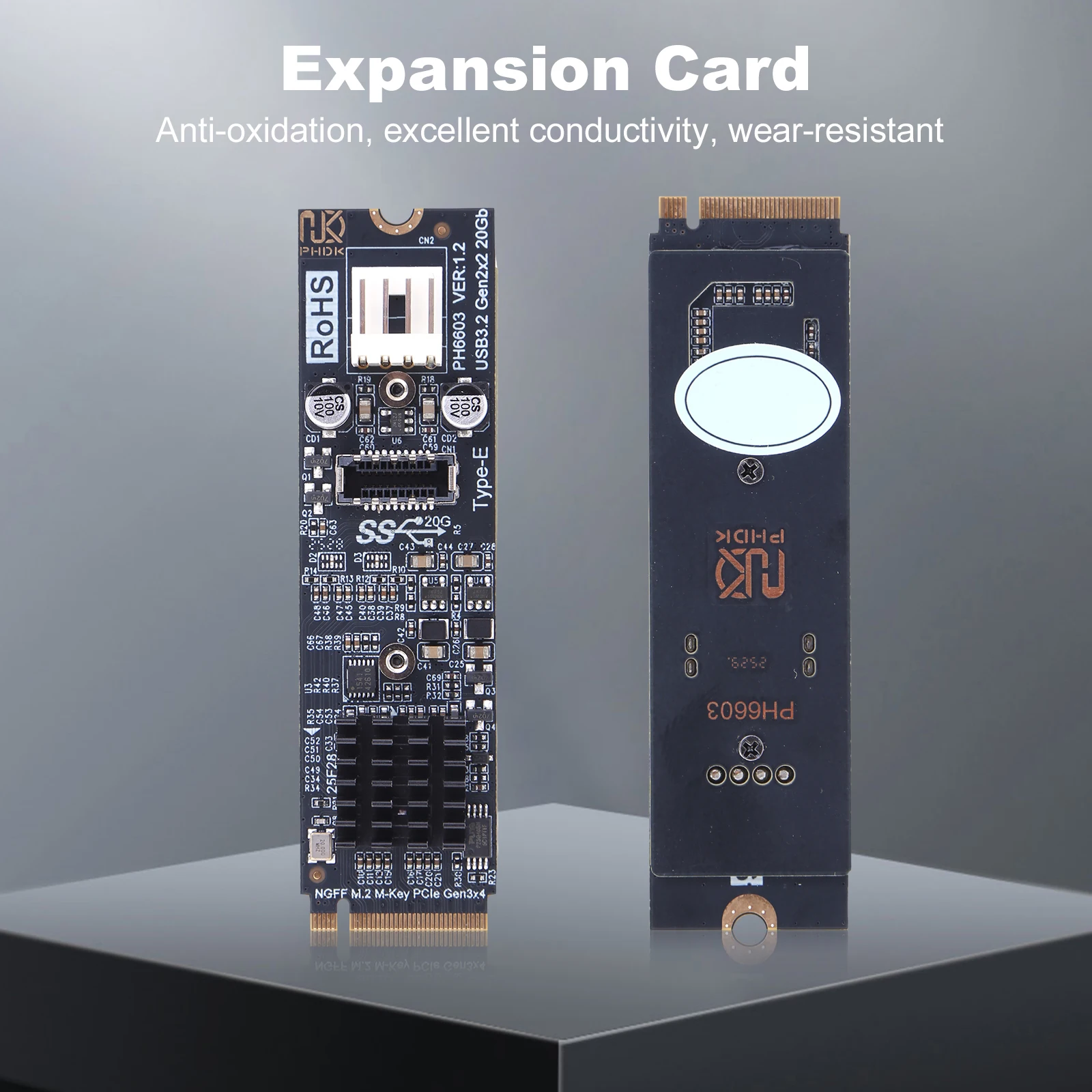 M2 NVME To TYPE-E Adapter 20Gbps High Speed M2 M Key PCIe To USB3.2 Front Panel Expansion Card ASM3242 Chipset for PC