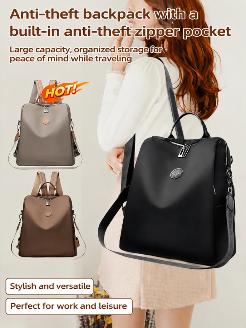 Thickened Oxford Fabric Backpack with Multiple Carrying Methods, Large Capacity, Luggage Trolley Compatible